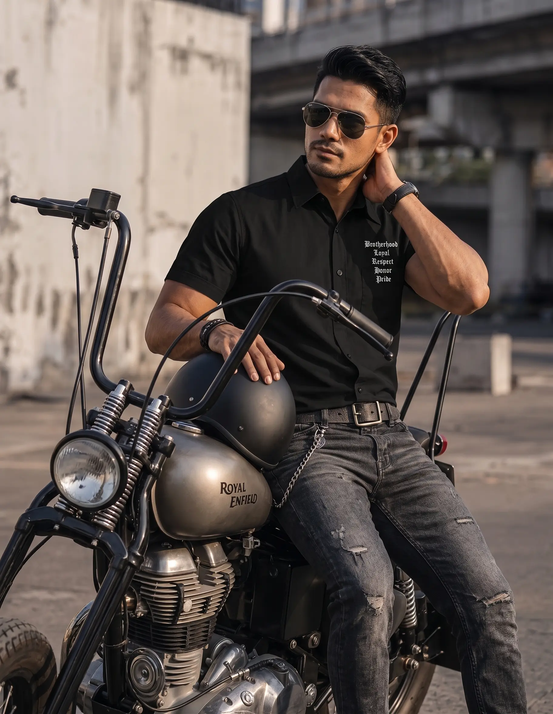 Kemeja Pria Bikers Brotherhood Indonesia - Casual Riding Shirt Hitam