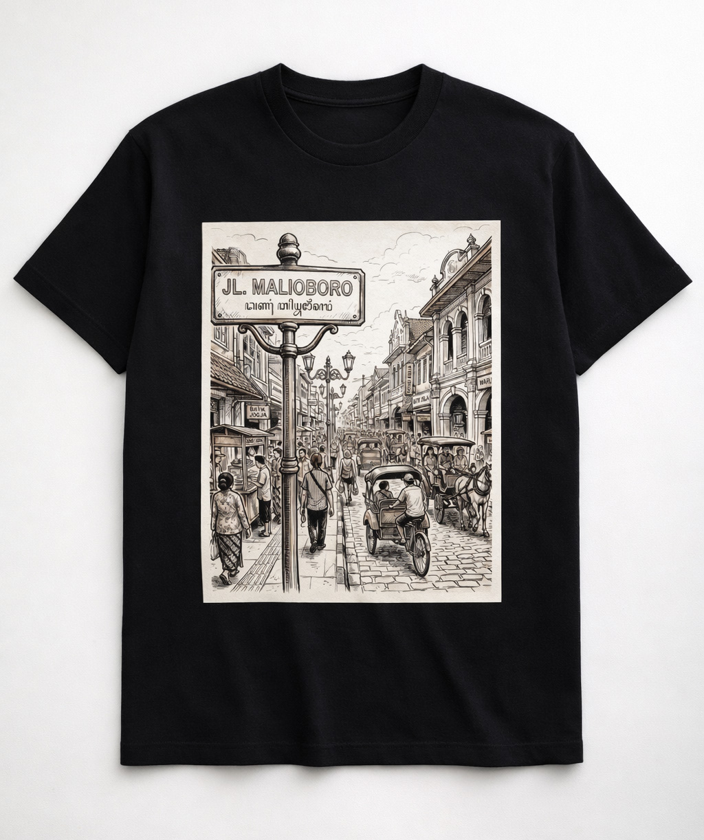 Kaos Jogja Malioboro Sketch Classic Premium