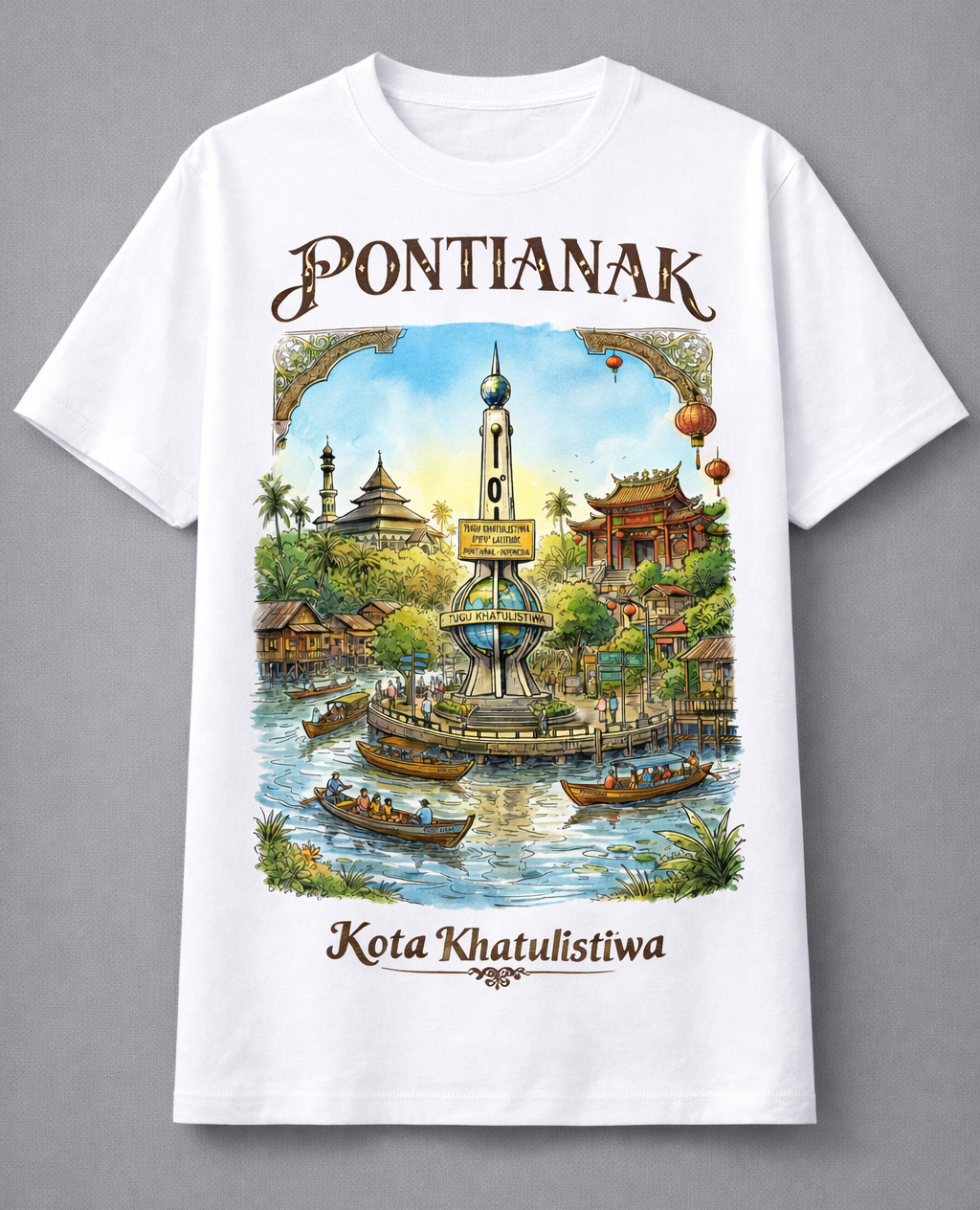 Kaos Pontianak Kota Khatulistiwa Tugu Equator