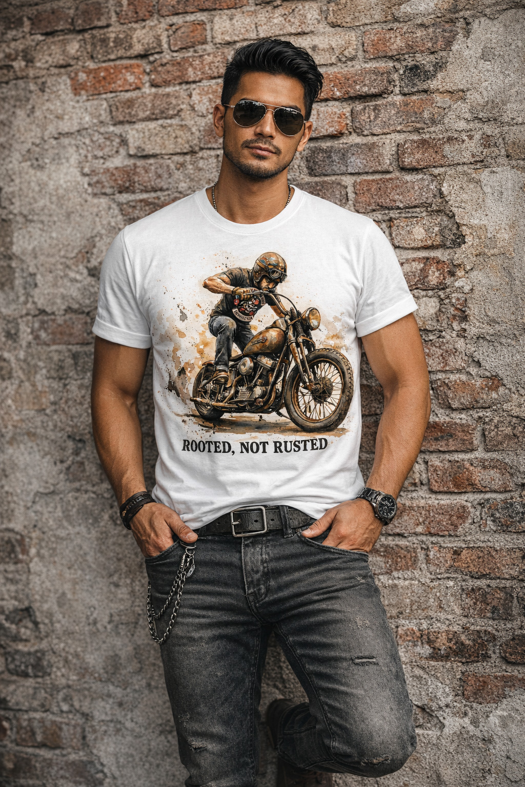 "Rooted, Not Rusted" Kaos Premium pria